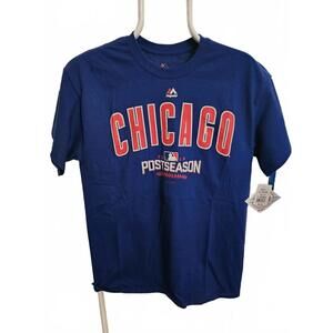 New - Chicago Cubs - 2016 playoffs T-shirt - Majestic - NWT -Medium - Blue